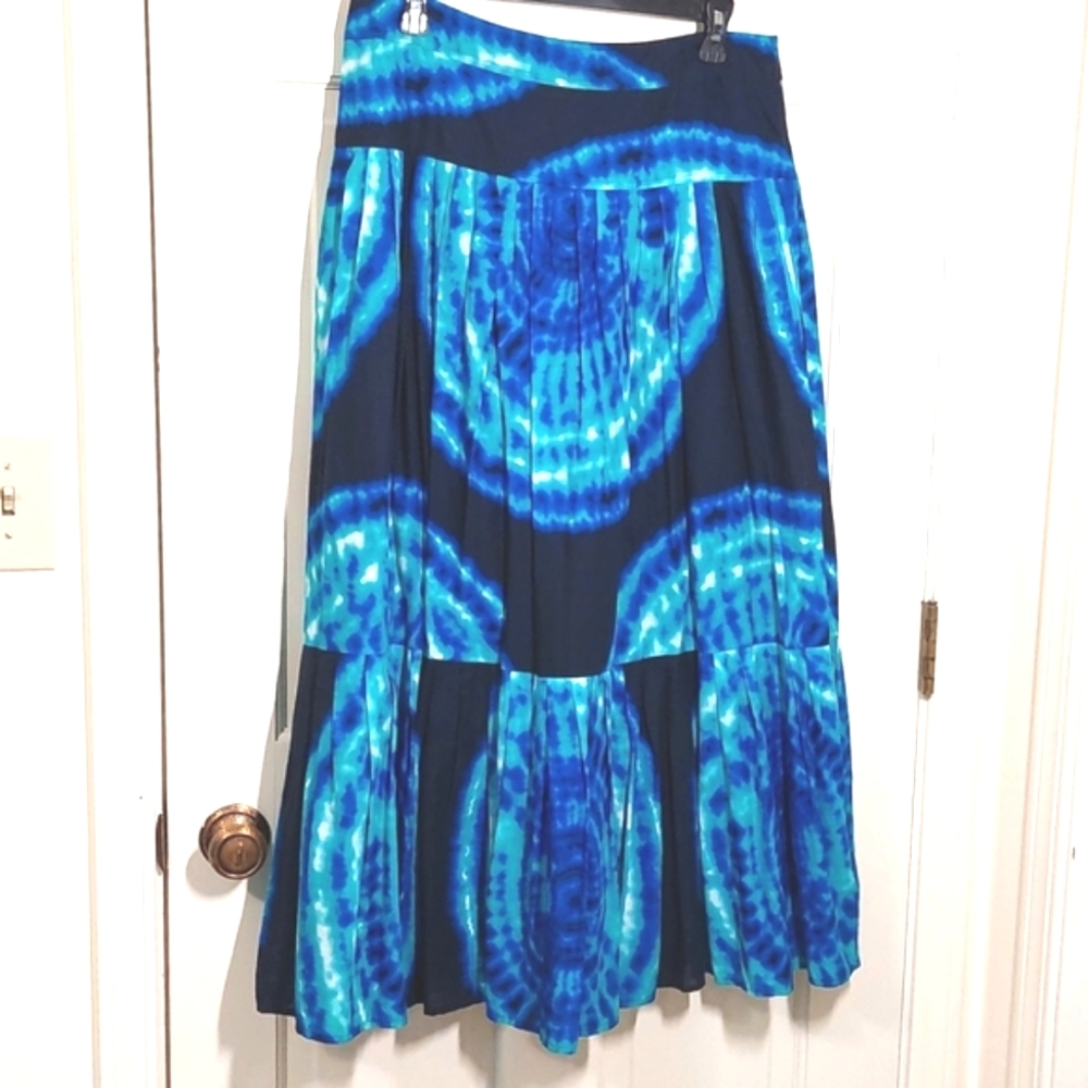 NWOT Jones NY Tie-dyed Cotton Tiered Maxi Skirt, size 8